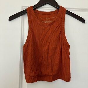 Skatie Burnt Orange Ribbed Crop Top